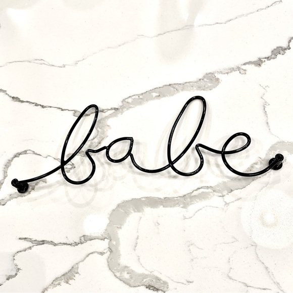 UO Black Wire Babe Cursive Writing Words Jewelry Wall Hook Decor - Picture 2 of 5